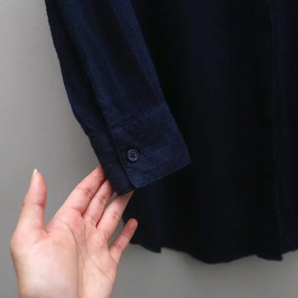 Rails Bianca Long-Sleeve Plaid Flannel Dark Blue Shirt Mini Button Down - Picture 5 of 9